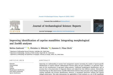 New Paper Published in Journal of Archaeological Science